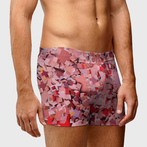 Мужские трусы 3D Розовые кубы, цвет 3D печать - фото 3