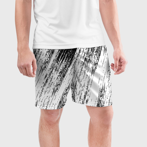 Мужские шорты спортивные с принтом Мокрый асфальт, фото на моделе #1