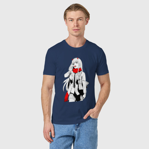 Мужская футболка хлопок Ноль два с чупачупсом, цвет темно-синий - фото 3