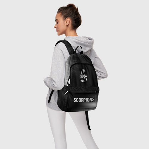 Рюкзак 3D с принтом Scorpions glitch на темном фоне: символ, надпись, фото #4