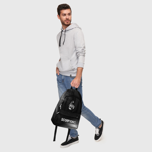 Рюкзак 3D с принтом Scorpions glitch на темном фоне: символ, надпись, фото #5