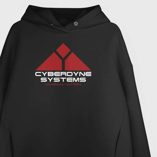 Женское худи Oversize хлопок Cyberdyne systems Терминатор, цвет черный - фото 3