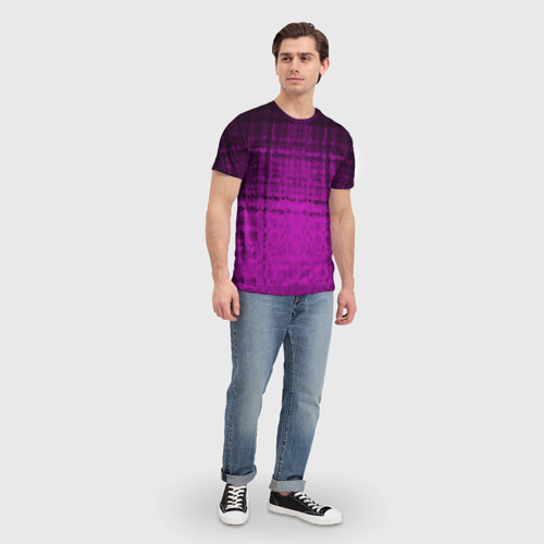 Мужская футболка 3D Абстрактный мозаичный темный бордовый узор, цвет 3D печать - фото 5