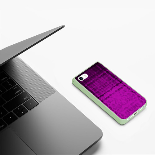 Чехол для iPhone 5/5S матовый Абстрактный мозаичный темный бордовый узор, цвет салатовый - фото 5