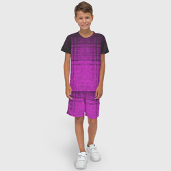 Детский костюм с шортами 3D Абстрактный мозаичный темный бордовый узор - фото 2