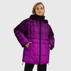 Женская зимняя куртка Oversize Абстрактный мозаичный темный бордовый узор - фото 2
