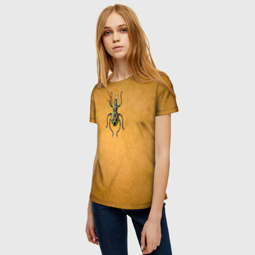 Женская футболка 3D с принтом Pachyrhynchus reticulatus - тип 4, фото на моделе #1
