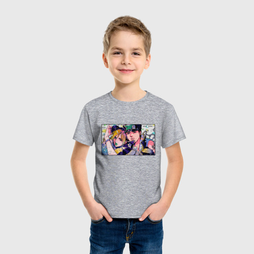 Детская футболка хлопок с принтом Джолин и Джотаро Куджо  - JOJO, фото на моделе #1