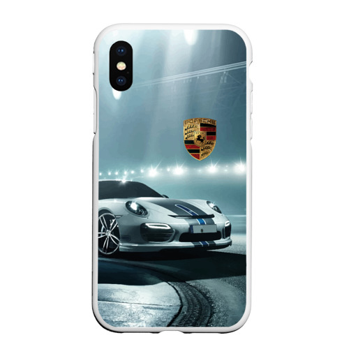 Чехол для iPhone XS Max матовый с принтом Porsche - racing route - motorsport, вид спереди #2