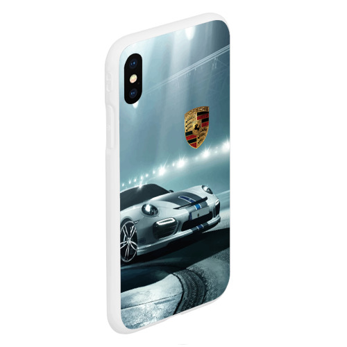 Чехол для iPhone XS Max матовый с принтом Porsche - racing route - motorsport, вид сбоку #3