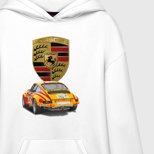 Худи SuperOversize хлопок Porsche - Motorsport - racing team, цвет белый - фото 3