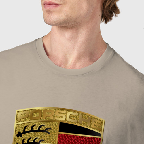 Мужская футболка хлопок Porsche - Motorsport - racing team, цвет миндальный - фото 6