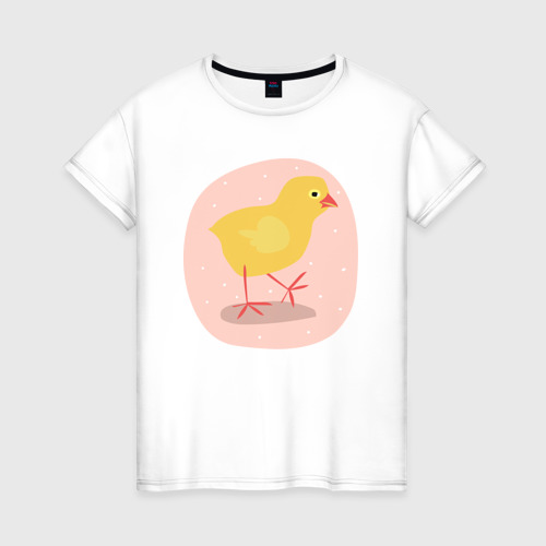 Женская футболка из хлопка с принтом Цыплёнок, вид спереди №1