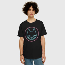 Мужская футболка хлопок Oversize Stray logo neon - фото 2