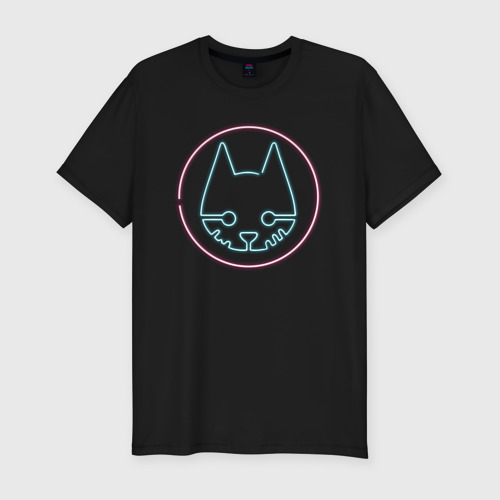 Мужская футболка хлопок Slim Stray logo neon, цвет черный