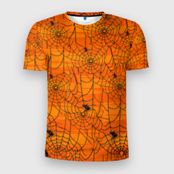 Мужская футболка 3D Slim Паучье логово - паутина