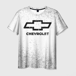 Мужская футболка 3D Chevrolet с потертостями на светлом фоне