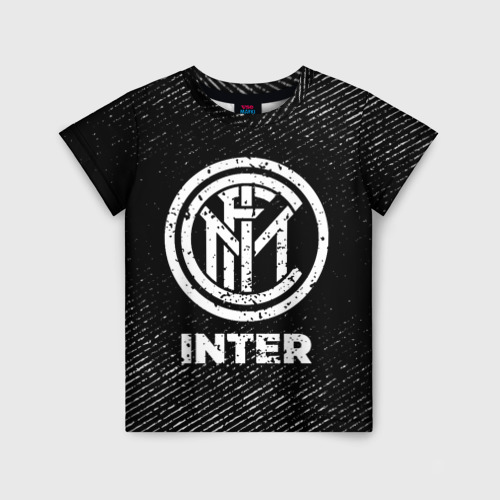 Детская футболка 3D Inter с потертостями на темном фоне, цвет 3D печать
