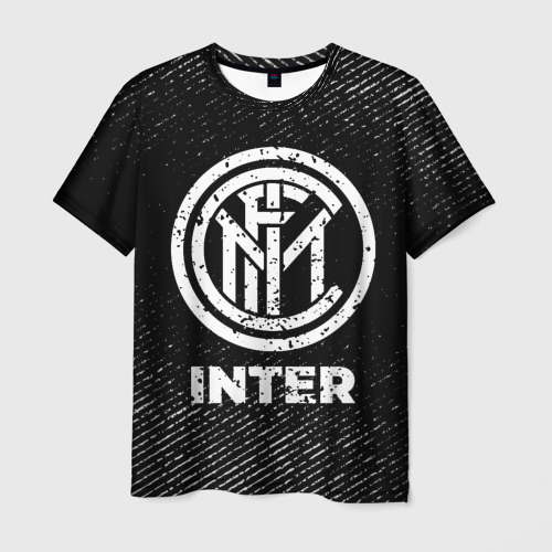 Мужская футболка 3D Inter с потертостями на темном фоне, цвет 3D печать