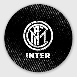 Круглый коврик для мышки Inter с потертостями на темном фоне