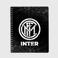 Тетрадь Inter с потертостями на темном фоне