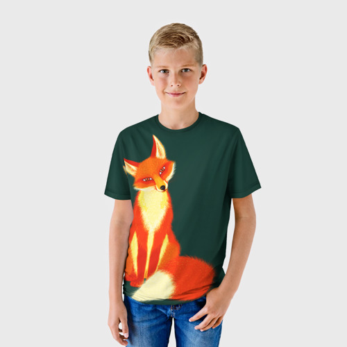 Детская футболка 3D с принтом Лиса, фото на моделе #1