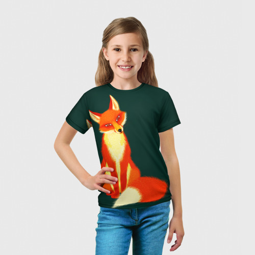 Детская футболка 3D с принтом Лиса, вид сбоку #3
