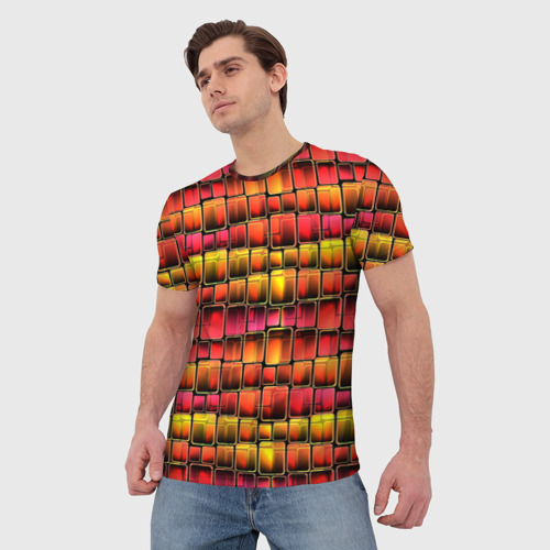 Мужская футболка 3D Неоновый геометрический узор, цвет 3D печать - фото 3