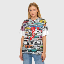 Женская футболка oversize 3D JDM автомобили 90х - фото 2