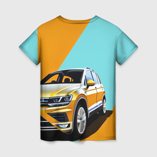 Женская футболка 3D Фольксваген тигуан оранжевый, цвет 3D печать - фото 2