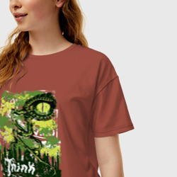 Женская футболка хлопок Oversize Глаз дракона и развалины - фото 2