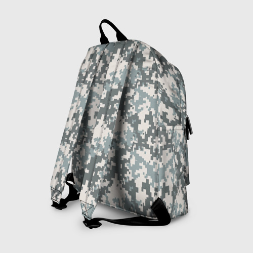 Рюкзак 3D с принтом Камуфляж серый пиксель, вид сзади #1