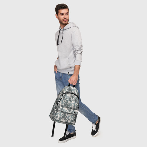 Рюкзак 3D с принтом Камуфляж серый пиксель, фото #5