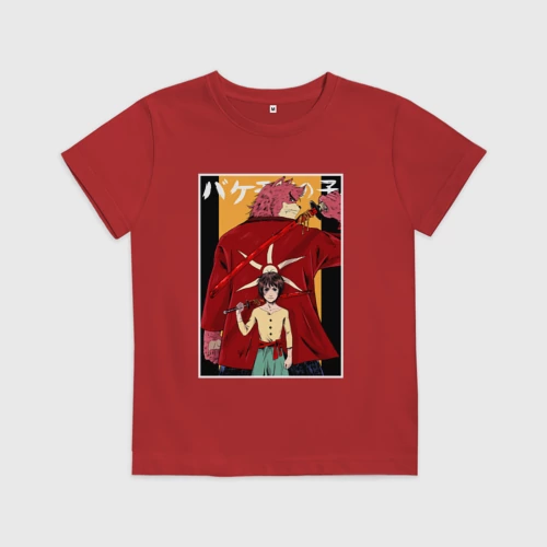 Детская футболка хлопок с принтом Kumatetsu and Ren art, вид спереди #2