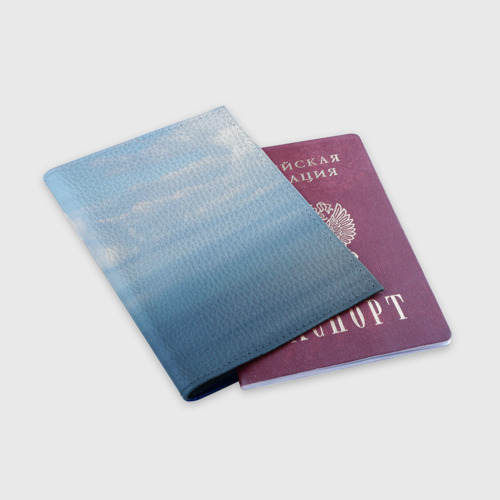 Обложка для паспорта матовая кожа Крымское море, цвет синий - фото 3