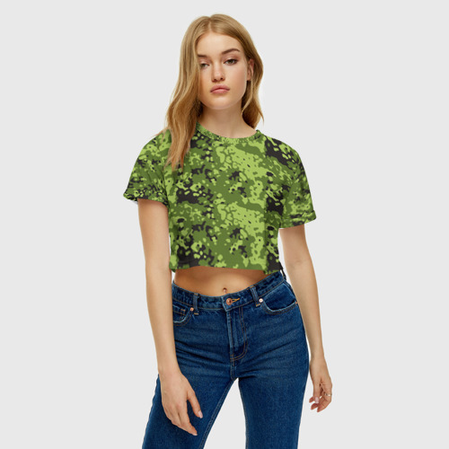 Женская футболка Crop-top 3D Камуфляж M-84, цвет 3D печать - фото 3