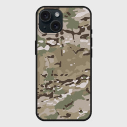 Чехол силиконовый для Apple iPhone 15 матовый Камуфляж Multicam