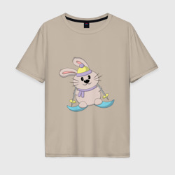 Мужская футболка хлопок Oversize Кролик - лыжник