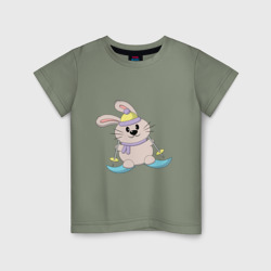 Детская футболка хлопок Кролик - лыжник