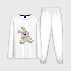 Мужская пижама с лонгсливом хлопок Кролик - лыжник