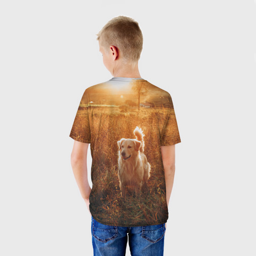 Детская футболка 3D Собака в поле колосьев, цвет 3D печать - фото 4