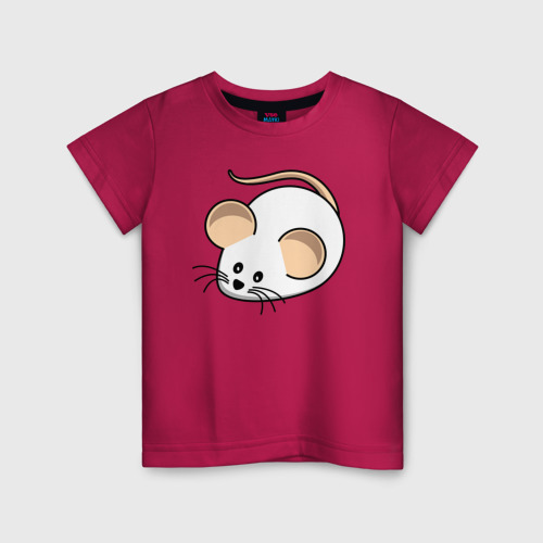 Детская футболка хлопок Белый мышонок, цвет маджента