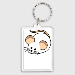 Брелок прямоугольный 35*50 Белый мышонок