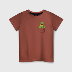 Детская футболка хлопок Лягушонок Кермит в кармашке