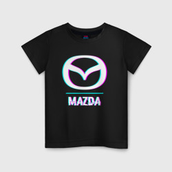 Детская футболка хлопок Значок Mazda в стиле glitch