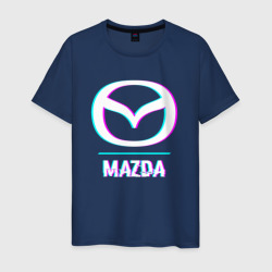 Мужская футболка хлопок Значок Mazda в стиле glitch