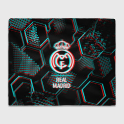 Плед 3D Real Madrid FC в стиле glitch на темном фоне