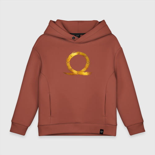 Детское худи Oversize хлопок Golden logo GoW Ragnarok, цвет кирпичный