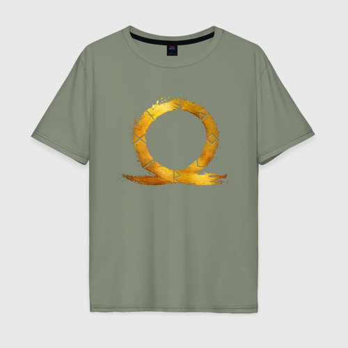 Мужская футболка хлопок Oversize Golden logo GoW Ragnarok, цвет авокадо