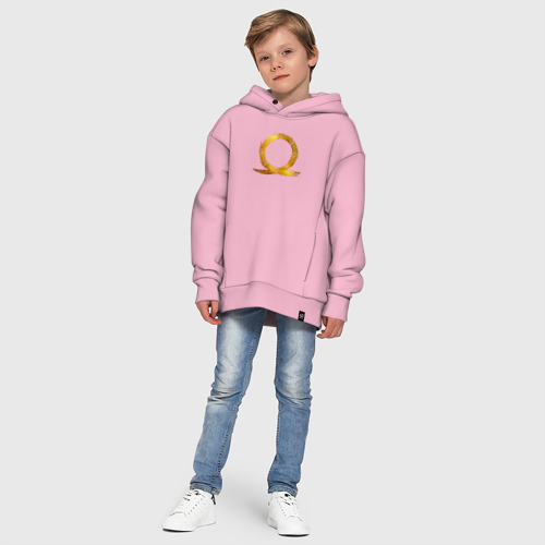 Детское худи Oversize хлопок Golden logo GoW Ragnarok, цвет светло-розовый - фото 11